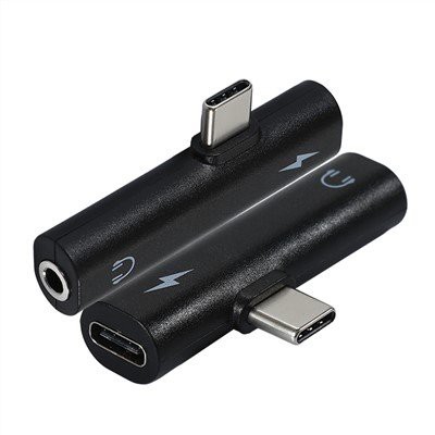 Must T-kujuline USB C heli ja laadija adapter