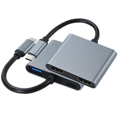 USB C - Kahe HDMI naisadapter 1 USB3-ga.0 Port ja PD-port