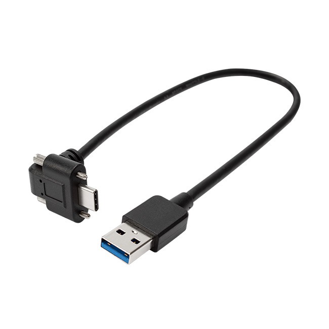 C-tüüpi isane, nurga all USB3-le.0 Kahe lukustuskruviga AM-kaabel