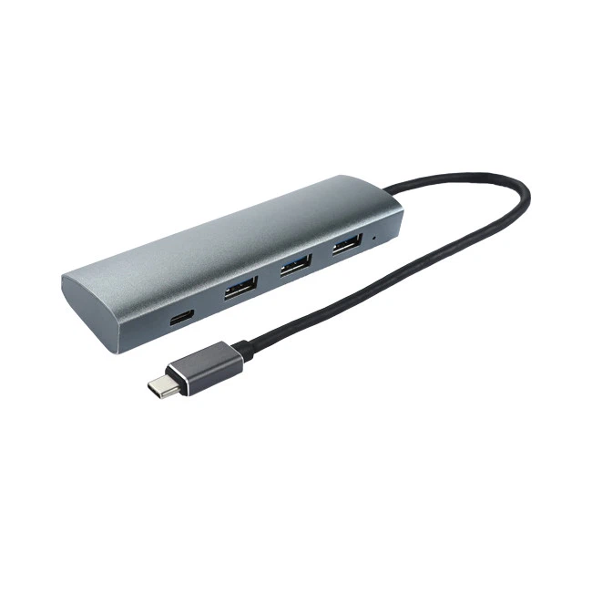 C-tüüpi USB-USB-adapteri jaotur koos 3-pordiga USB 3.0 ja USB-C toiteallikaga