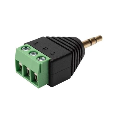 3,5 mm (1/8") stereo TRS isane pesa AV-le 3-kruviga klemmiplokk